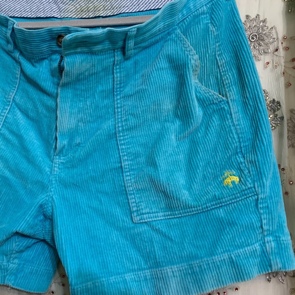 Stretch Cotton Wide-Wale Corduroy Shorts Color Turquoise
